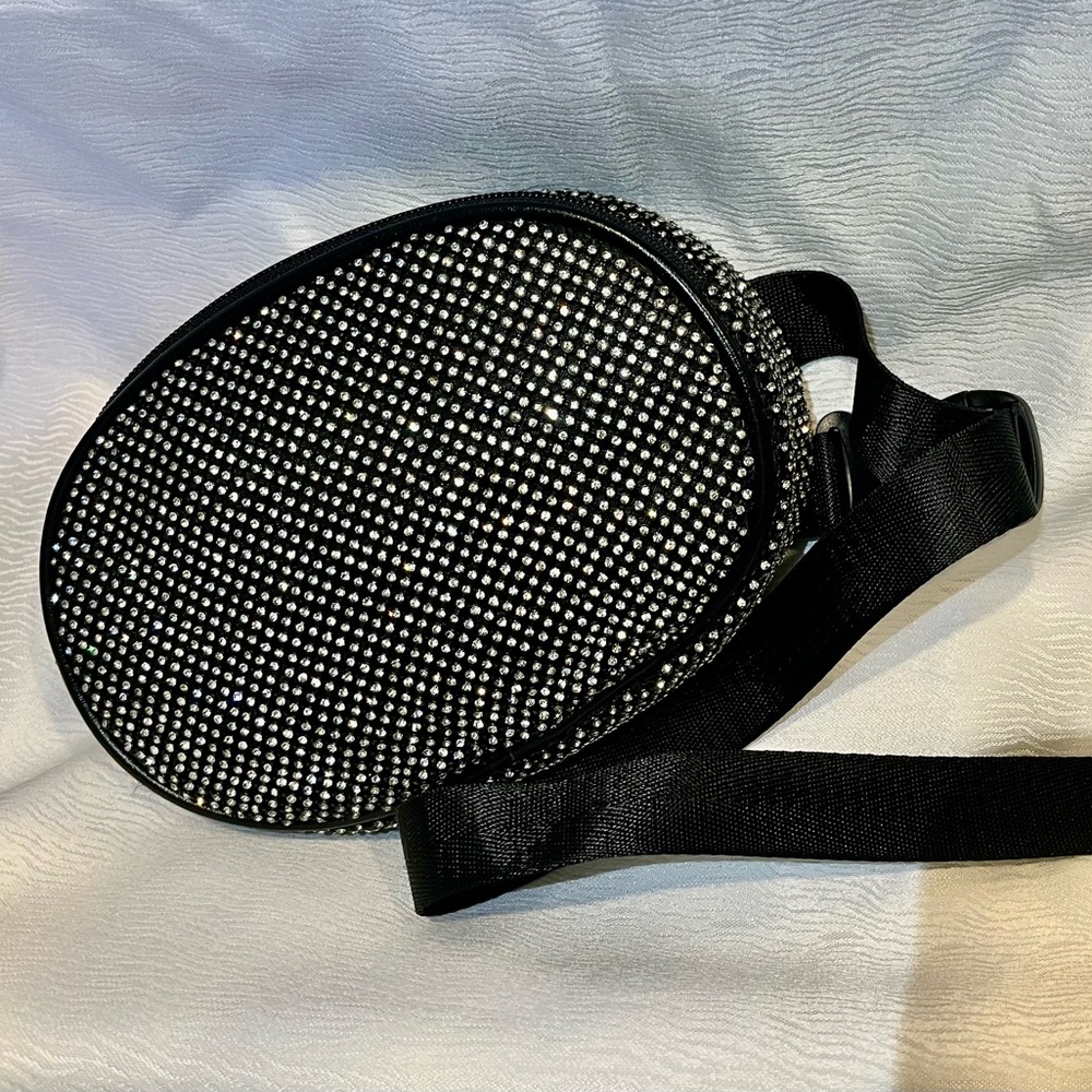 Rhinestone Embellished Black Fannypack NWT